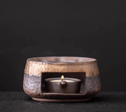 🔥LAST DAY 49% OFF🔥Stoneware heat-resistant home tabletop aroma burner, vintage fireplace, household office, warm tea maker, warm tea aroma burner, can be dry-fired